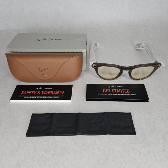 Ray-Ban Meta Headliner Smart Glasses GEN 1 Translucent Brown and Gray Box Case - Picture 1 of 16